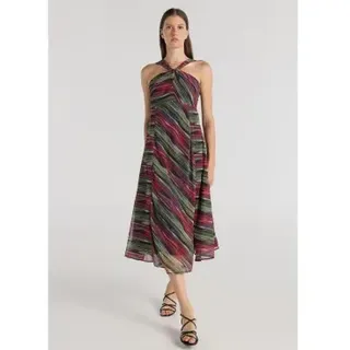 Victorio & Lucchino, V&L für Damen. 340328109 Bedrucktes Midikleid mit mehrfarbigem Crossover-Ausschnitt (XS), Lässig, Polyester