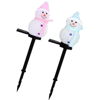 SOLUSTRE 2 Stücke LED Solarleuchten Schneemann Figur Solar Gartenstecker Weihnachten Beleuchtet Beleuchtung Garten Solarlampen Weihnachtsdeko Lampe für Außen Outdoor Rasen Terrassen Deko