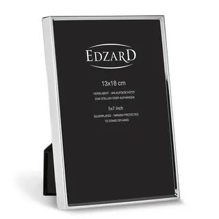 Edzard Bilderrahmen Otto für Foto 13 x 18 cm, edel versilbert, anlaufgeschützt, mit Samtrücken, inkl. 2 Aufhängern, Fotorahmen zum Stellen und Hängen