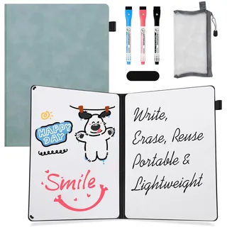 AGM A4 Mini Whiteboard, Kleines Whiteboard, tragbarer Schreibblock mit 3 Farbstiften, Radiergummi und Netzbeutel für Büro, Arbeitszimmer, Klassenzimmer und Zuhause – Marineblau