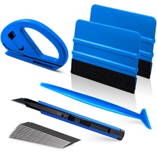 FOSHIO Auto Vinyl Werkzeug Kit Autofolie Blau Rakel Set für Tönungsfolie Auto Wrap, Folien Werkzeug Set für Wrapping, Micro Rakel, Filzrakel, Cuttermesser