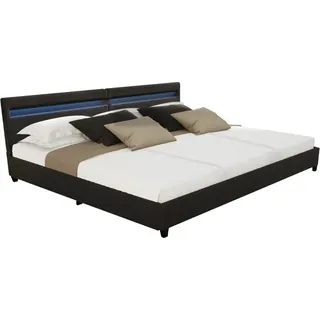 HOME DELUXE - LED Bett NUBE - Schwarz, 270 x 200 cm - inkl. Matratze, Lattenrost und Schubladen I Polsterbett Design Bett inkl. Beleuchtung - Schwarz