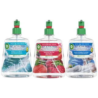 Air Wick Active Fresh – Wasserbasierter Automatischer Lufterfrischer – Raumduft Tropical Breeze Mix – 3 x 228 ml Nachfüller