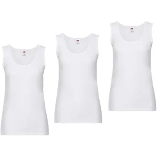 Tanktop FRUIT OF THE LOOM, Damen, Gr. XXL, weiß, Jersey, Obermaterial: 100% Baumwolle, unifarben, körpernah normal, Rundhals, Tops Tanktop, aus reiner Baumwolle, Rundhals