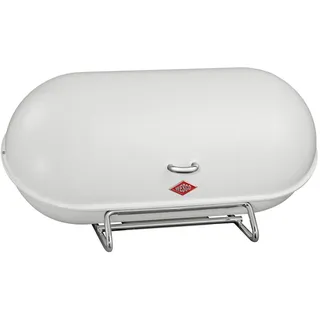 Wesco Brotkasten Breadboy mit klapperfreiem Schwenkdeckel in der Farbe weiß, pulverbeschichtetes Stahlblech, Lüftungslöcher und stabiler Handgriff