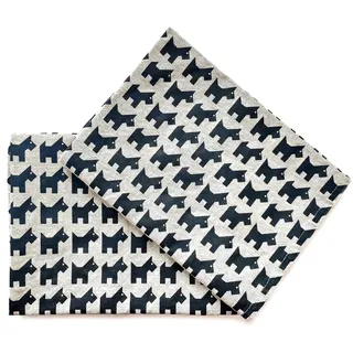 JOWOLLINA 2er-Set: Gourmet Geschirrtücher Küchentücher Handtücher Tücher 44x68 cm Halbleinen Stonewashed Bedruckt (Tangram Dog)
