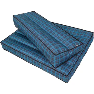 Rückenlehne 120x40 cm Palettenkissen abnehmbar Bezug wasserdicht Palettenauflagen Paletten Polster Gartenkissen Outdoor Palettenauflagen Blau Kariert - Blau