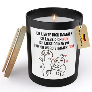(HANDGEMACHT) Jahrestag Geschenk Frauen Männer Spruchkerze "Ich Liebte Dich Damals" Hochzeitstag Sojawachs Kerze im Glas Handgemacht Ehe-Partner-in Paar Liebe Freundin Duft Nachhaltig - ZITRUS