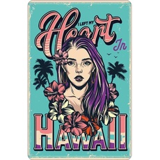 Blechschild 18x12 cm - Pinup Hawaii i left my heart