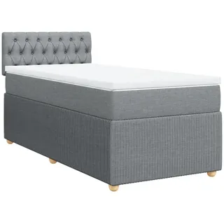 vidaXL Boxspringbett mit Matratze Hellgrau 100x200 cm Stoff