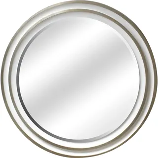 Leonique Spiegel »Annissa« Runder Spiegel, Holz, weiß-silber, Facette, Ø 155 cm, Flur/Wohnzimmer, weiß