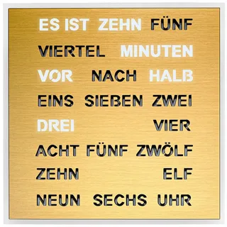 Filius 0400-9 Wort-Tischuhr Quadratische Wortuhr Goldfarben 20 cm