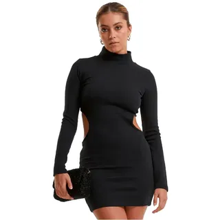 Urban Classics Cut Out Langärmliges Kurzes Kleid - Black - L