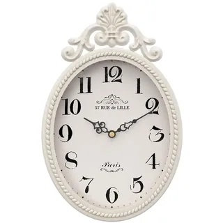 Abdurey Kleine französische Retro-Wanduhr, elfenbeinfarben, ovaler Vintage-Stil, leise, batteriebetrieben, Boho-Dekor, Wanduhren für Bauernhaus, Küche, Schlafzimmer, Badezimmer (26,4 x 17 cm (H x B)