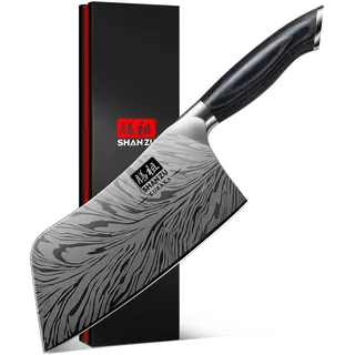 SHAN ZU Küchenmesser Hackmesser 18 cm Ergonomischer Pakkaholzgriff