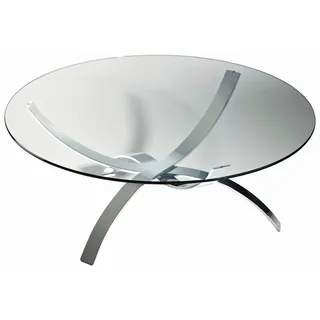 Novel Couchtisch , Chromfarben , Metall, Glas , rund , 105x45x105 cm , Wohnzimmer, Wohnzimmertische, Couchtische, Couchtische rund