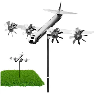 Flugzeug-Windmühle – Metall-Wetterfahne für den Außenbereich, handgefertigte Dekoration und Windspiel