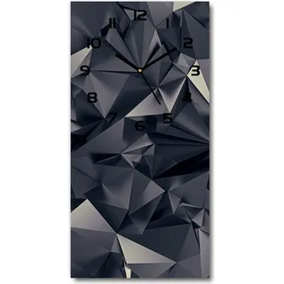 Wanduhr aus Glas – 30x60 cm - Glasbild - Glasuhr - Gehärtetes Glas -Abstrakter Hintergrund - Schwarz