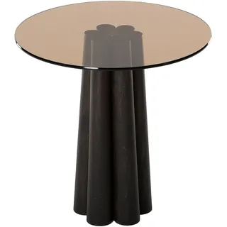 Hanah Home Modern Coffee Table, 50x50x50 cm, Black & Bronze, 100% Tempered Glass & Beech Frame | Stylish & Functional Design for Contemporary Living Spaces