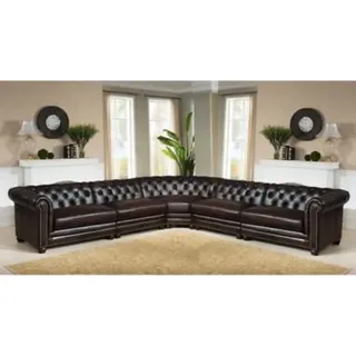 Chesterfield Ecksofa Sofa Couch Ledersofa Polster Eck Couch Garnitur Design #339 - Braun