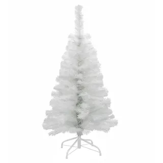 Künstlicher Weihnachtsbaum weiß inklusive Metall Ständer -120 cm - klappbar | Kunst Tannenbaum mit Baumständer - Weihnachtsdeko Christbaum Schneetanne Weihnachtstanne Kunstschnee Tanne unecht