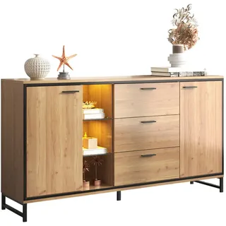 Urban Meuble Sideboard in Holzoptik 160/40/85 cm , Hellbraun , Holzwerkstoff , Rechteckig , 40x85x160 cm , Kleinmöbel, Kommoden, Sideboards