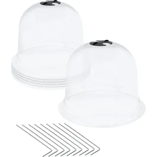 Mini Gewächshaus im 6er Set - Kunststoff Haube mit Erdanker - Pflanz Glocke ca. Ø 25 x 20 cm (2x3er) - Transparent