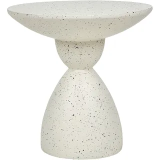 Beliani Beistelltisch cremeweiß Leichtbeton und Glasfaser rund 50 cm Terrazzo Optik Modernes Design Outdoor Couchtisch Wohnzimmer Ausstattung Möbel - Weiß