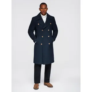 Ombre Doppelreihiger Herrenmantel mit Wolle im Marine-Stil dunkelblau S - Dunkelblau