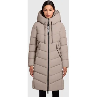 Steppmantel KHUJO "MIKIA2", Damen, Gr. XXL (44), beige (greige), Steppware, Obermaterial: 100% Polyester. Futter: 100% Nylon. Wattierung: 100% Polyester, unifarben, knielang, Mäntel Steppmantel, knielanger Schnitt, mit geradem Abschluss, hochschließender Kragen