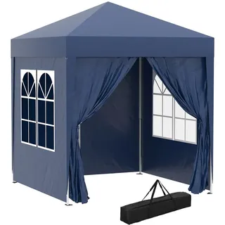 Outsunny Faltpavillon, Weiß+Schwarz, Stahl, Oxford-Stoff , Blau , Metall , 200x240x200 cm , Sonnenschutz, Pavillons