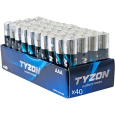 TYZON AAA Alkalibatterien, 40 Stück – Langlebig & Leistungsstark, Ideal für Haushalts- und Elektronikgeräte