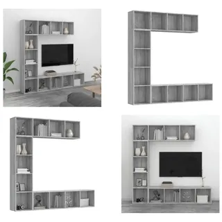 vidaXL 3 tlg. Bücherregal /TV Schrank Set Grau Sonoma 180x30x180 cm - Bücherregal - Bücherregale - Bücherschrank - Wandregal - Grau