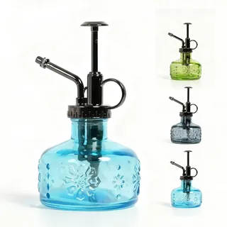 Bamworld Sprühflasche Pflanzen aus Glas, Gießkanne Zimmerpflanzen 180 ml, Mini Gießkanne klein im Vintage-Stil, Bonsai-Gießkanne für Kräuter, Sukkulenten und kleine Pflanzen, Blau