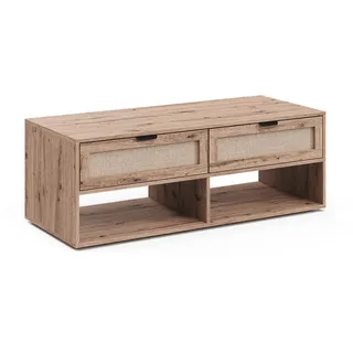 Vicco Couchtisch Elven, Eiche, 120 x 50 cm mit 2 Schubladen , Eichefarben , Holzwerkstoff , Rechteckig , 120x43.5x50 cm , Wohnzimmer, Wohnzimmertische, Couchtische