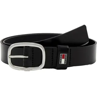 Tommy Jeans Damen Gürtel Oval Ledergürtel, Schwarz (Black), 100 cm