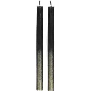 COMFORDER Stabkerzen Set, 2x Tafelkerzen schwarz mit Gold, 25cm, 10 Stunden Brenndauer