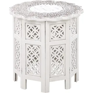 Beliani Beistelltisch Badhi Mango Holz Weiß