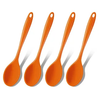 GEEKHOM Kochlöffel Silikon - 4 Stück Silikon Löffel Hitzebeständig 20,5cm, Silikonlöffel Esslöffel Servierlöffel Rührlöffel Set zum Kochen - Alternative zu Kochlöffel Kunststoff, Plastiklöffel