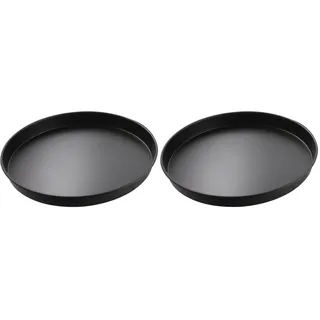 Zenker Pizzablech rund – Hochwertiges Backblech für perfekte Pizza, 285 x 285 x 25 mm, hitzebeständig bis 230°C, mit 5 Jahren Herstellergarantie, Schwarz (Packung mit 2)
