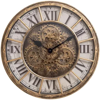 LENAUQ Moving Gears Wanduhr, 18 Zoll Moderne Zahnradschleuder-Wanduhr, Old-Style Rustikale Einzigartige Vintage Industrieuhr für Wohnzimmerdekor, Haus, Farmhouse (Vintage Kupfer)