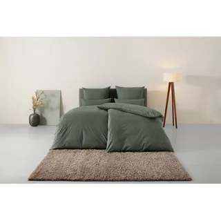 otto home Home affaire Bettwäsche »Melli« 3, tlg. Bettwäsche, aus Baumwolle, Leinen-Look in Melange-Optik, grün