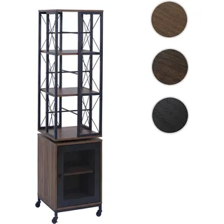 Bücherregal HWC-P13, Standregal Drehregal, Rollen drehbar Tür, Metall Industrial Melamin MVG 162x40x