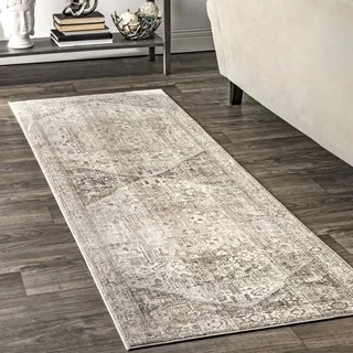 nuLOOM Harriet Vintage-Medaillon-Teppich, 5 x 20 cm, traditionell, neutral/beige, Teppiche für Wohnzimmer, Schlafzimmer, Esszimmer, Eingangsbereich, Flur, Küche