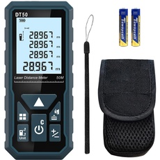 Entfernungsmesser, HANMATEK DT50 50M Digitales Laser Entfernungsmesse mit LCD Hintergrundbeleuchtung M/In/Ft mit Mehreren Messmodi wie Pythagoras/Abstand/Fläche/Volumen Messungen,IP54