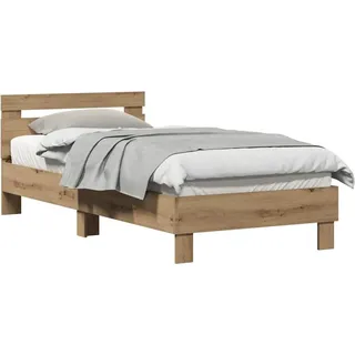 Bettrahmen Artisan-Eiche 193 x 95 x 88 cm Massivholz Eiche - Beige