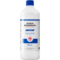 AIESI® Sauerstoffhaltiges wasser Ph.Eur. 3% 10 volumen mit Kindersicherheitskappe 1 Liter Flasche, Made in Italy