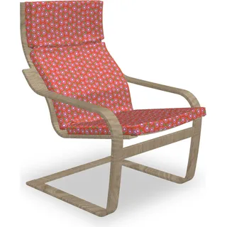 ABAKUHAUS Frühling Poäng Sessel Polster, Fröhlich Blumen, Sitzkissen mit Stuhlkissen mit Hakenschlaufe und Reißverschluss, Burnt Sienna Coral