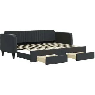vidaXL Tagesbett Ausziehbar mit Schubladen Schwarz 80x200 cm Samt - Schwarz