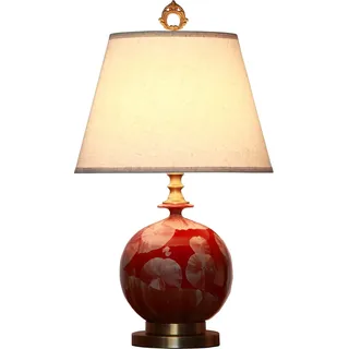 Fine Asianliving Chinesische Tischlampe Porzellan mit Lampenschirm E27 Orientalische Tischleuchte Keramik Nachttischlampen Schlafzimmer Wohnzimmer